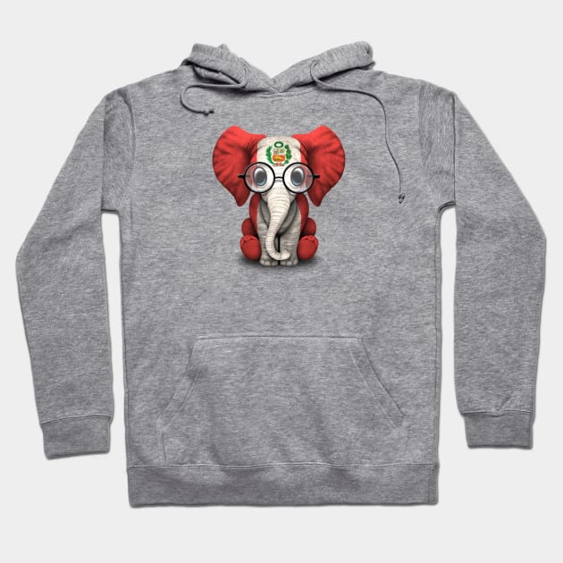 Baby Elephant with Glasses and Peruvian Flag Hoodie by jeffbartels
